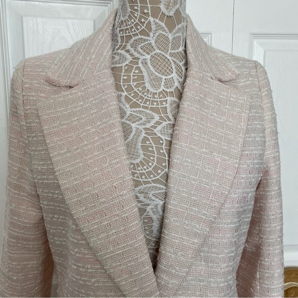 Walter Baker Boucle Blazer pink white metallic gold thread single-breast size L - Picture 4 of 16